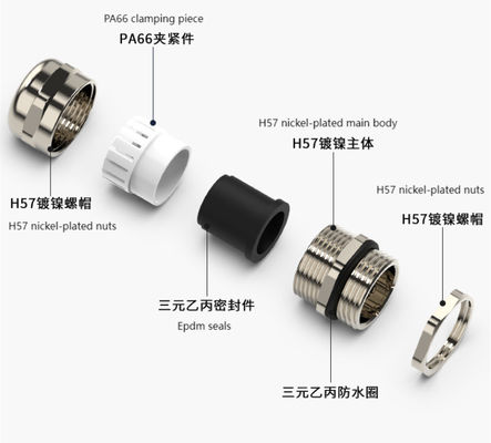 M10X1.5 ((3-6.5) عازلة النيكل غدة كابل النحاس IP68